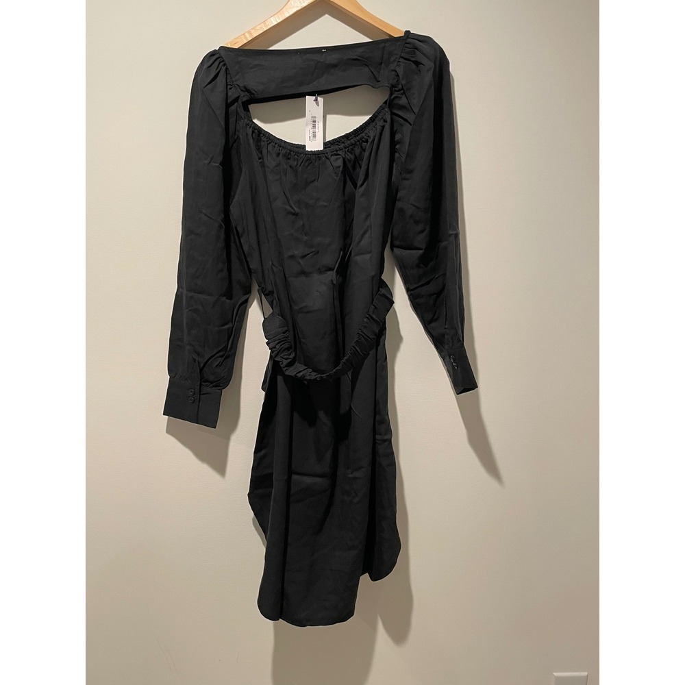 The Drop‎ TEREA Andrea Pitter Black Long Sleeve Cutout Tie Waist Dress XL Women